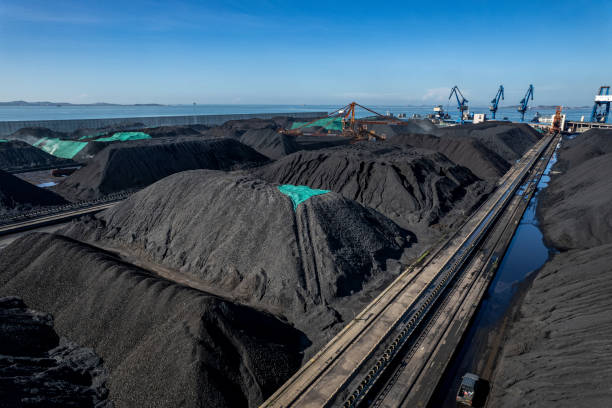 istock Aerial view of mechanical work in coal port 1785607013