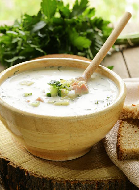 istock Traditional Russian cold soup with vegetables (okroshka) 178561083