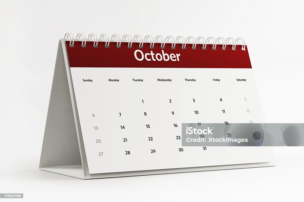 October Calendar Planning October Calendar isolated on white background Calendar Stock Photo