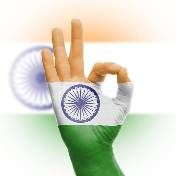 istock Hand OK sign with Indian flag 178561294
