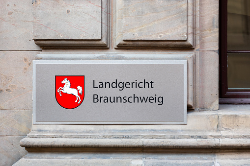 braunschweig, lower saxony\n, germany - 29 09 2023:  a sign of the district Court braunschweig
