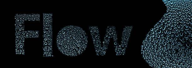 Flow made of water drops, background on black