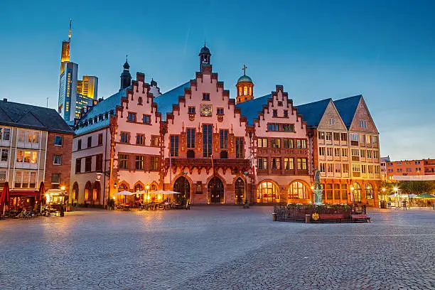 Historic Center of Frankfurt at dusk