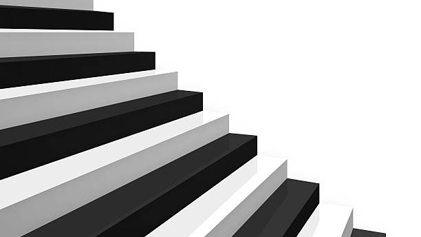 Gros plan noir et blanc brillant escaliers - Photo