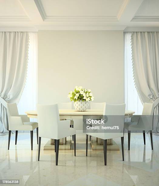 Dining Room In Classic Style Stock Photo - Download Image Now - Dining Room, No People, Apartment