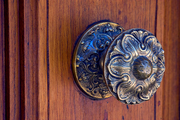 istock brass brown knocker and wood  door 178565222