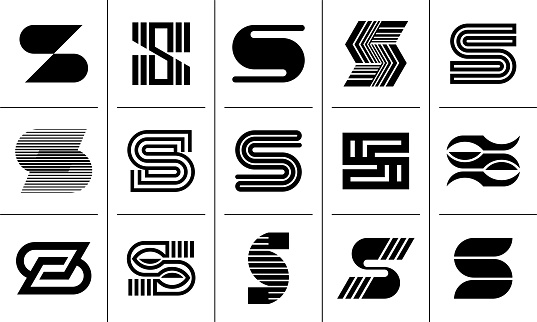 Set of geometry line flat letter S icon branding design