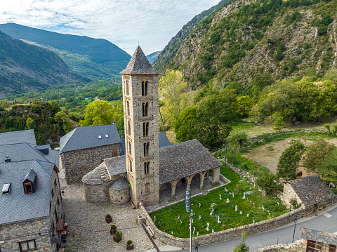 Roman Church of Santa Eulalia in Erill la Vall in the Boi Valley Catalonia Spain. This is one of the nine churches which belongs to the UNESCO World Heritage Site.