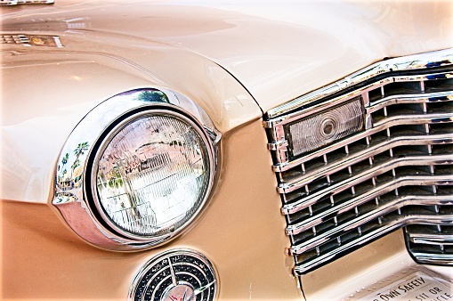Close-up view of the old restored classic car.