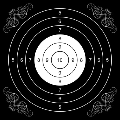 printout of a wall target for shooting with some gothic decoration elements