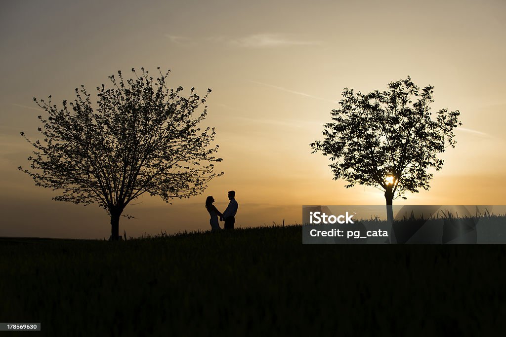 Silueta de Retratos - Foto de stock de Abrazar libre de derechos