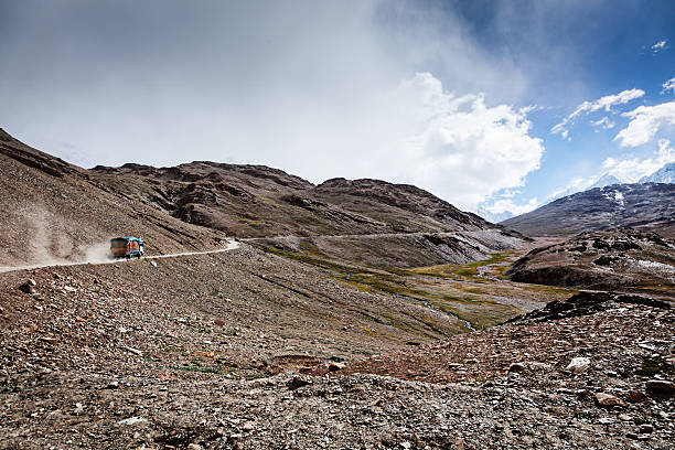 istock Manali-Leh Road in Indian Himalayas with lorry 178571206