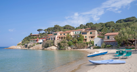 Beach and Village of Scaglieri on Elba Island in Tuscany,Italy