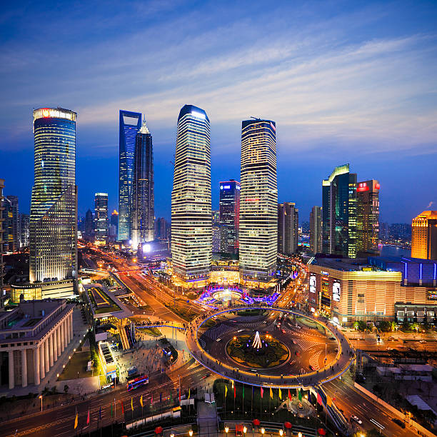 istock aerial view of shanghai skyline at night 178571396