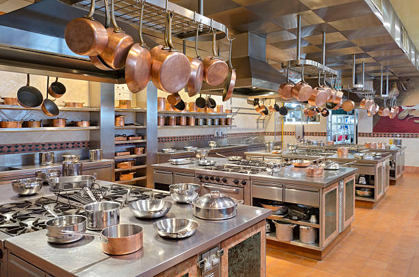 cuisine gastronomique - copper pans photos et images de collection