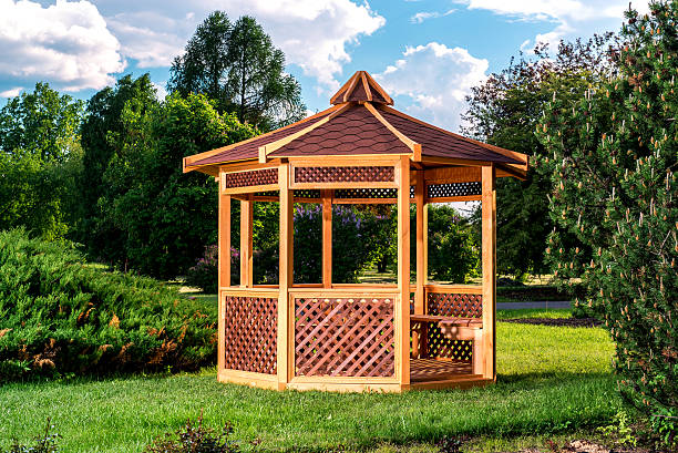 istock Outdoor wooden gazebo 178572719