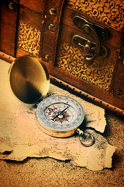 istock Compass on old sheet paper against the background of sand 178573005