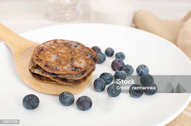 Blueberry Pancakes From Oats And Whole Wheat Stock Photo - Download Image Now - Pancake, Blueberry, Whole Wheat