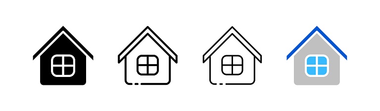 House. Different styles, colored, house icon, house button. Vector icons.