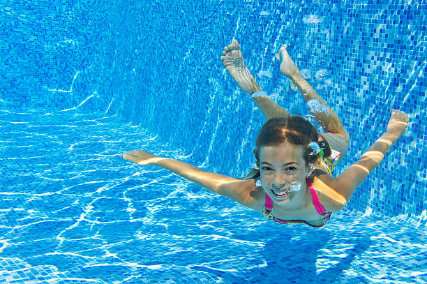 istock Happy smiling underwater child in swimming pool 178573445