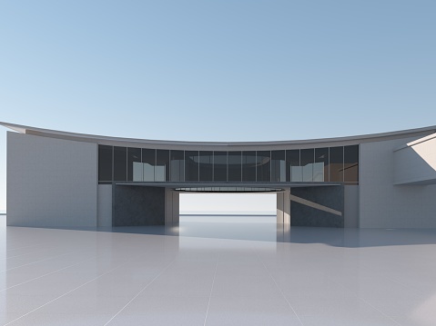 Modern house entrance. 3D generated image.