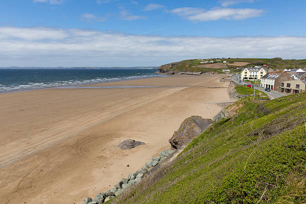 Broad Haven beach St Bride's Bay Pembrokeshire Wales in the Pembrokeshire Coast National Park.  A few miles from Haverfordwest.    Welsh translation Aber Llydan