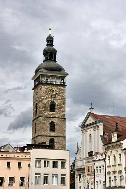 Ceske Budejovice Famous Black Tower of Ceske Budejovice town in Czech Republic cesky budejovice stock pictures, royalty-free photos & images