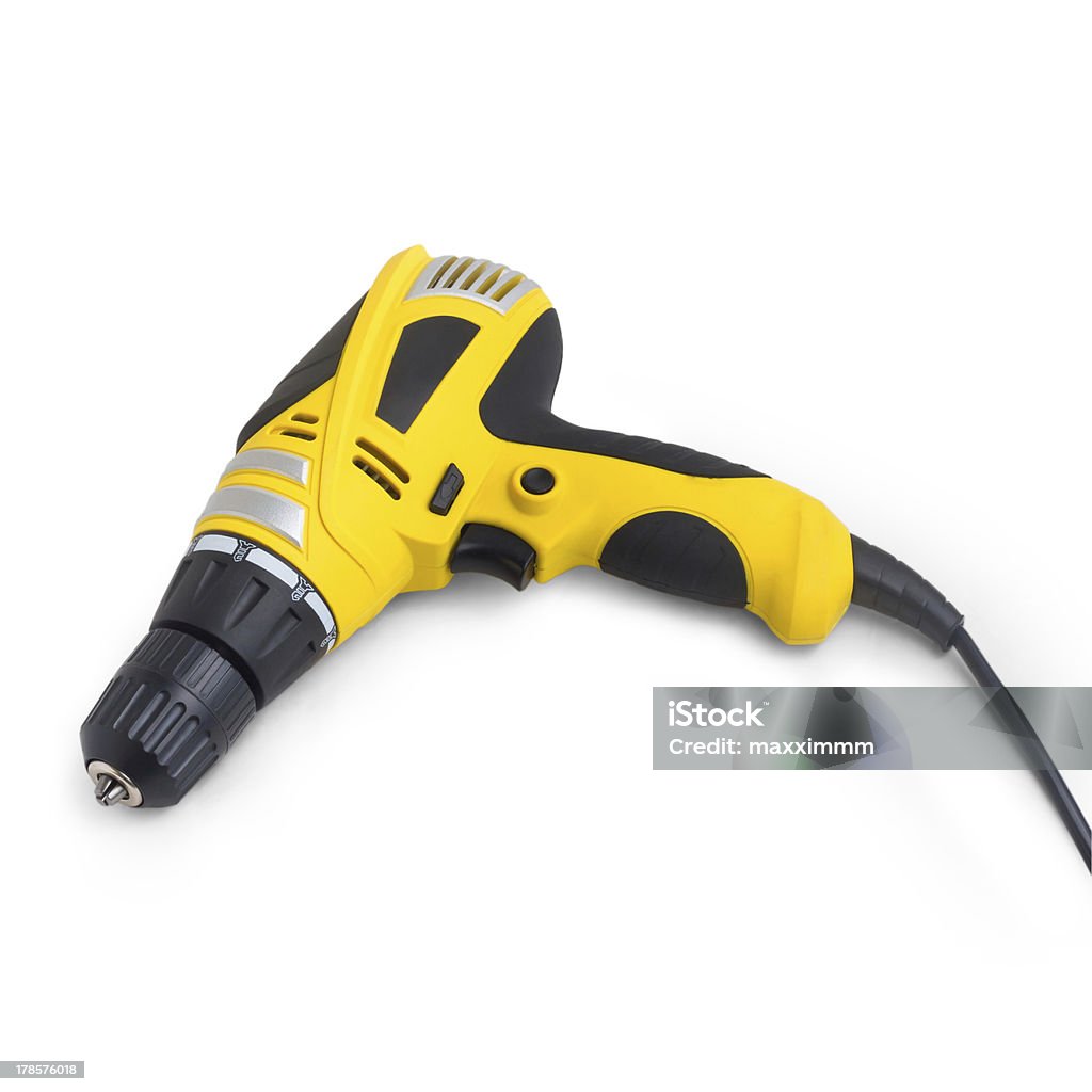 drill-tool Gelb isoliert auf weißem Hintergrund - Lizenzfrei Ausrüstung und Geräte Stock-Foto