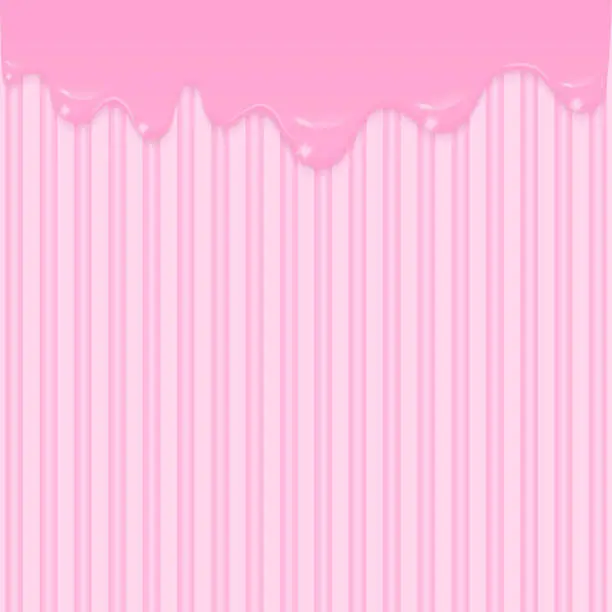 Vector illustration of Strawberry sauce on pink striped background