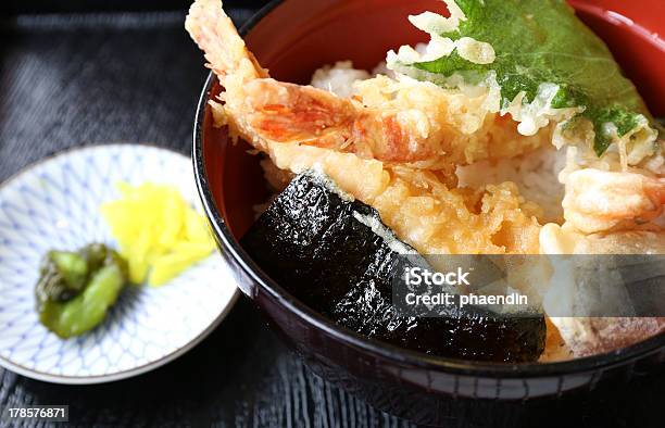 Deep Fried Shrimp Called Tempura On Top Of Japanese Rice Stock Photo - Download Image Now