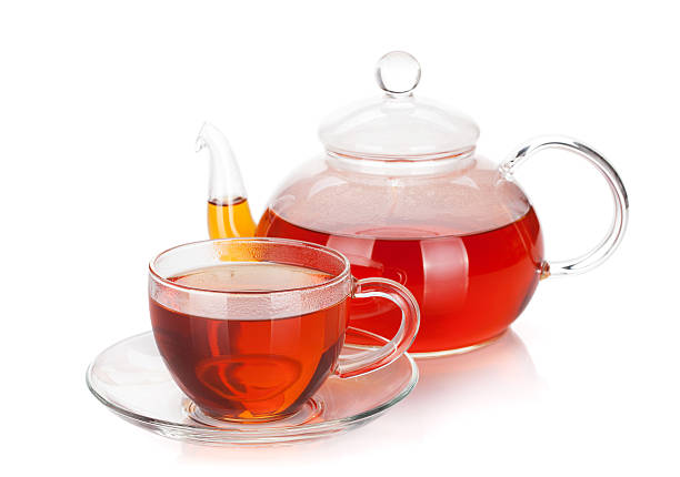 istock Glass cup and teapot of black tea 178577348