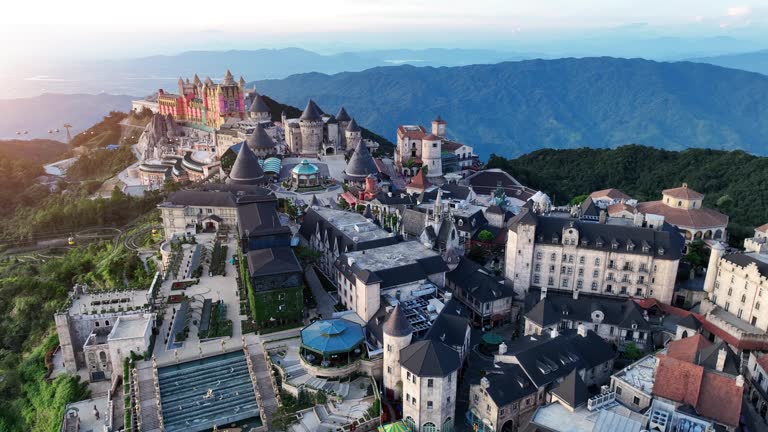 Aerial view of French village at Bana hills, Da nang, Vietnam.