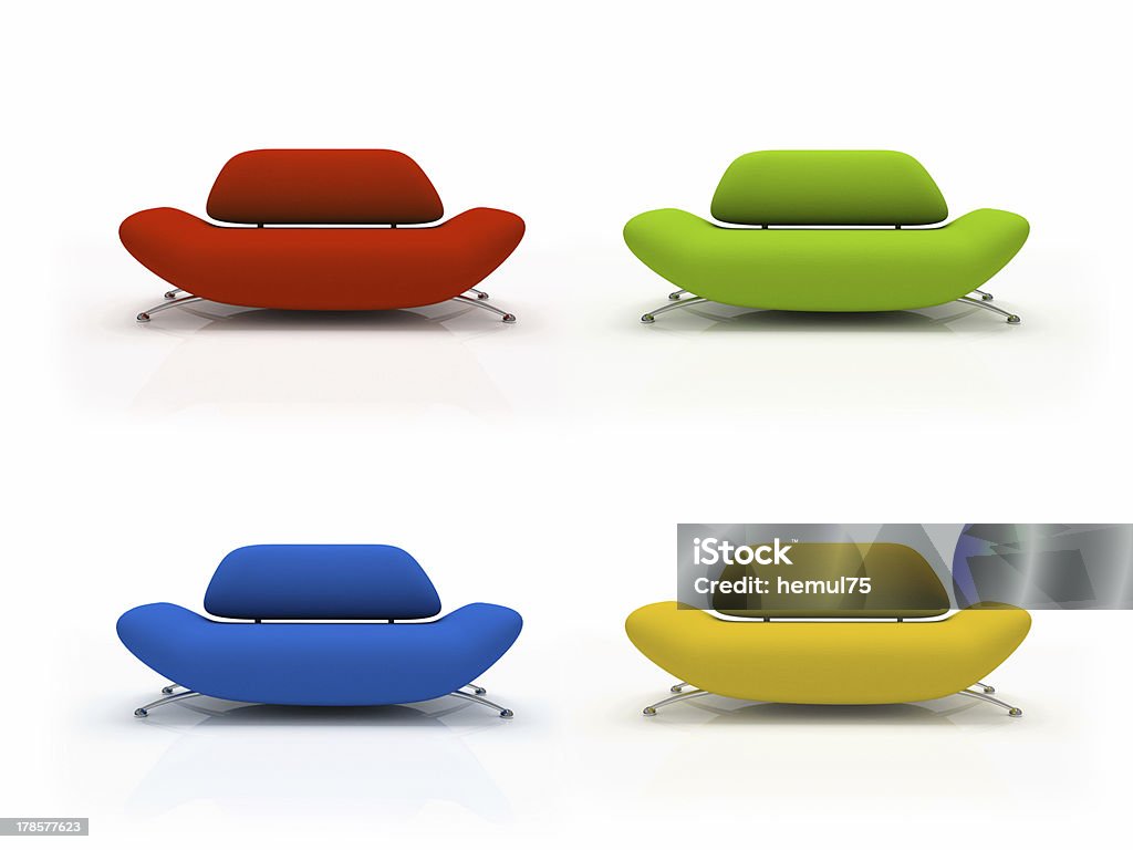 Quatro colorido sofás isolado em fundo branco - Royalty-free Figura para recortar Foto de stock