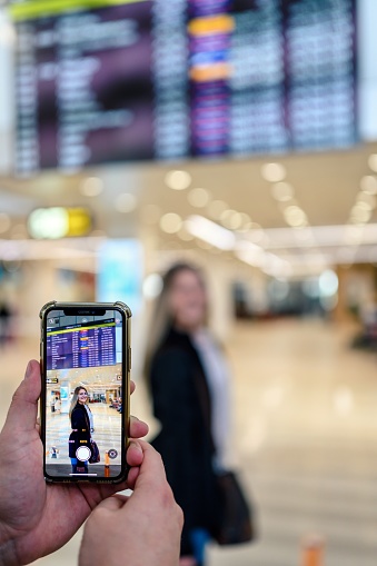 Young woman tourist at an international airport