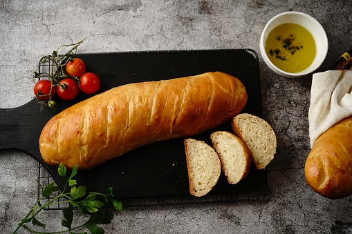 Homemade French Bread | Baguette overhead view