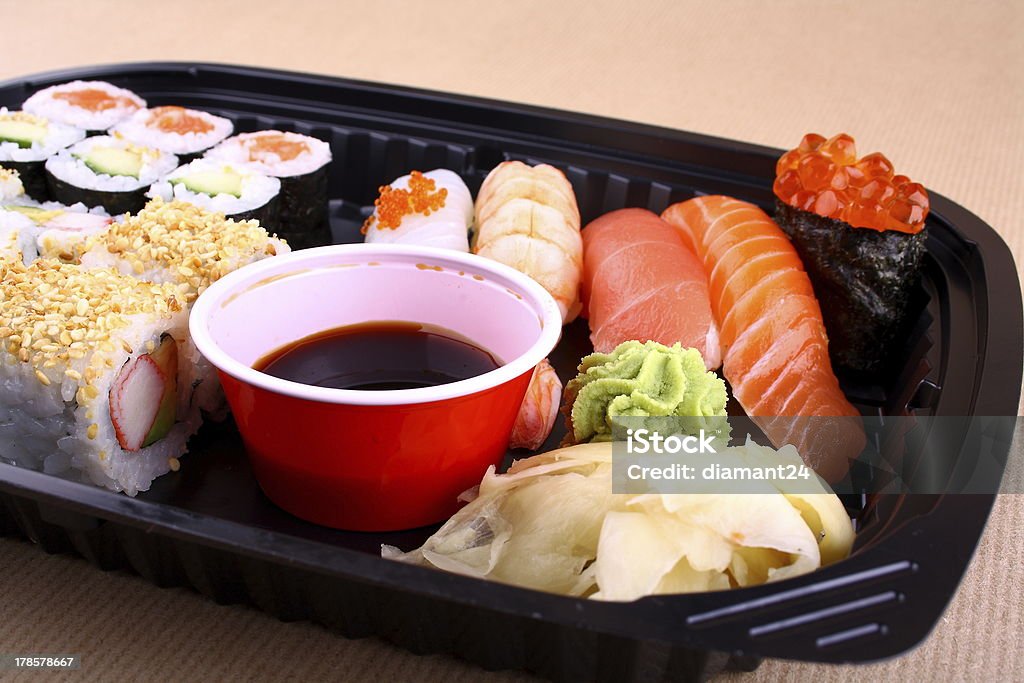 Exclusive sushi menu in your Delivery Exclusive sushi menu in your Delivery closeup Anguillidae Stock Photo