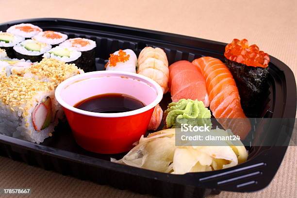Exclusive Sushi Menu In Your Delivery Stock Photo - Download Image Now - Anguillidae, Animal Egg, Asia