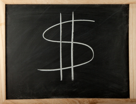 A blackboard with the symbol of dollar