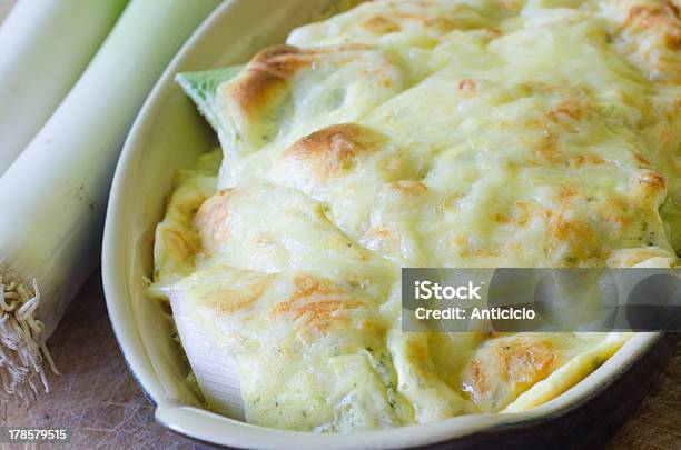 Leek Gratin With Quark And Potatoes Stock Photo - Download Image Now - Gratin, Leek - Vegetable, Cheese