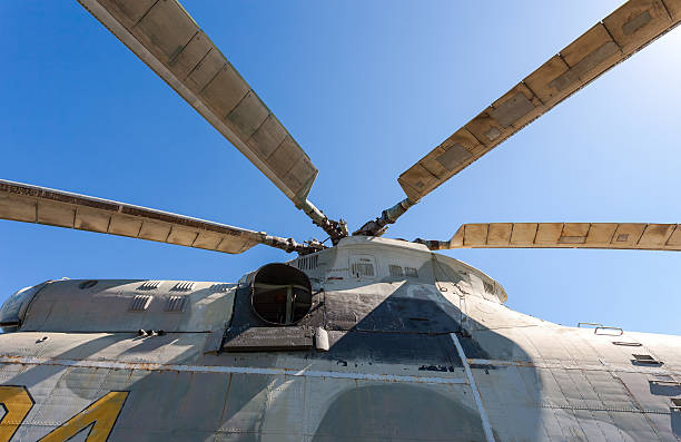 istock Propeller of helicopter against blue sky 178579734
