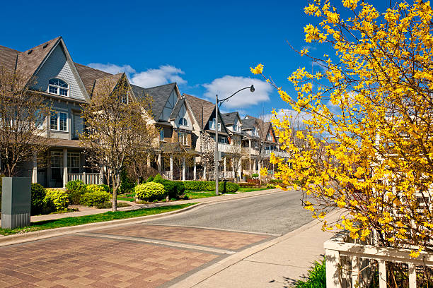 istock Houses on residential street in spring 178579997