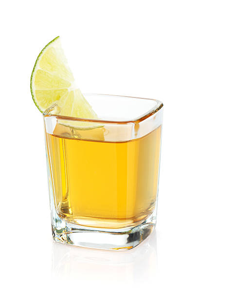 istock Shot of gold tequila with lime slice 178580101