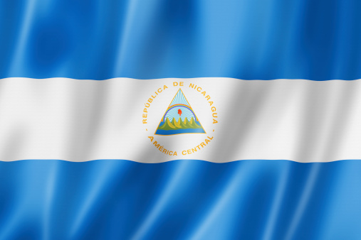 Nicaragua flag, three dimensional render, satin texture