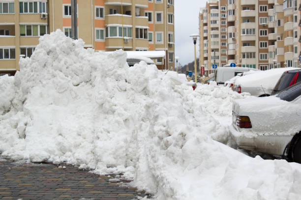 istock Parked car under snow cover. Winter parking background 1785810023