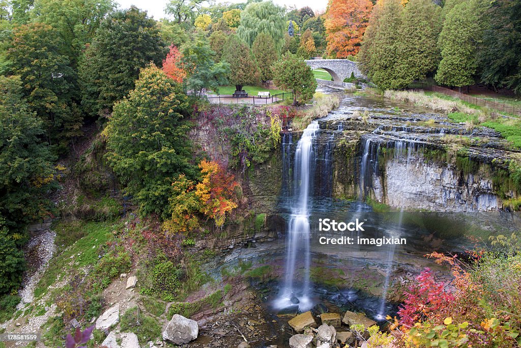 Beautiful waterfall in autumn "Webster's falls in Hamilton, Ontario, Canada, in autumn" Hamilton - Ontario Stock Photo