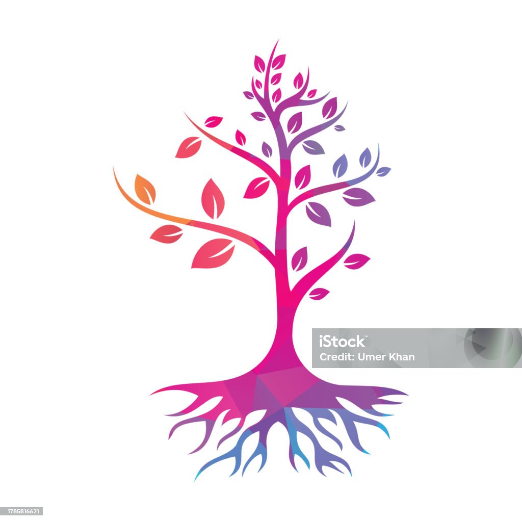 Cartoon Roots Design Logo Tree Roots Vector Logo Design Stock Illustration - Download Image Now ...