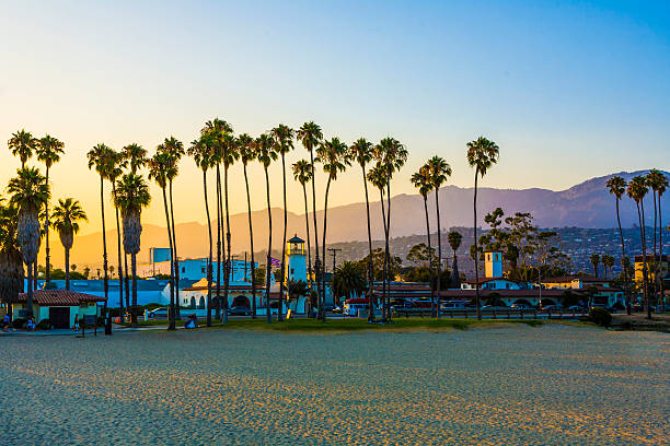 istock Santa Barbara promenade with the lighthouse over mountains 178581840