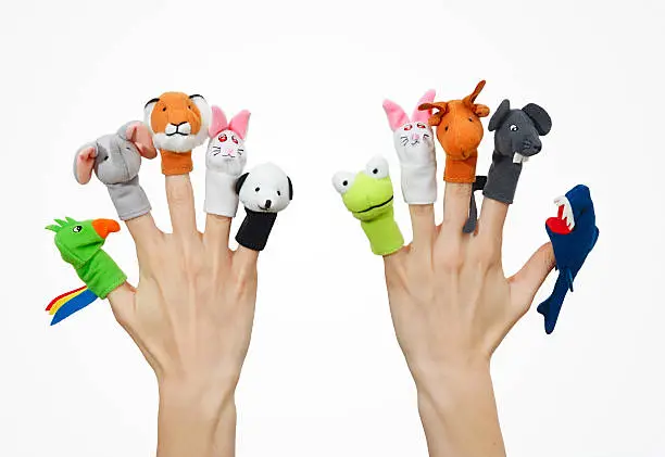 Photo of Hands with animal finger puppets