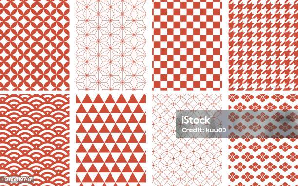 Red Japanese Pattern Draw Red Japanese Pattern Background Illustration Set Stock Illustration ...