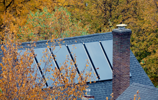Solar panel on the roof of the Chicago house